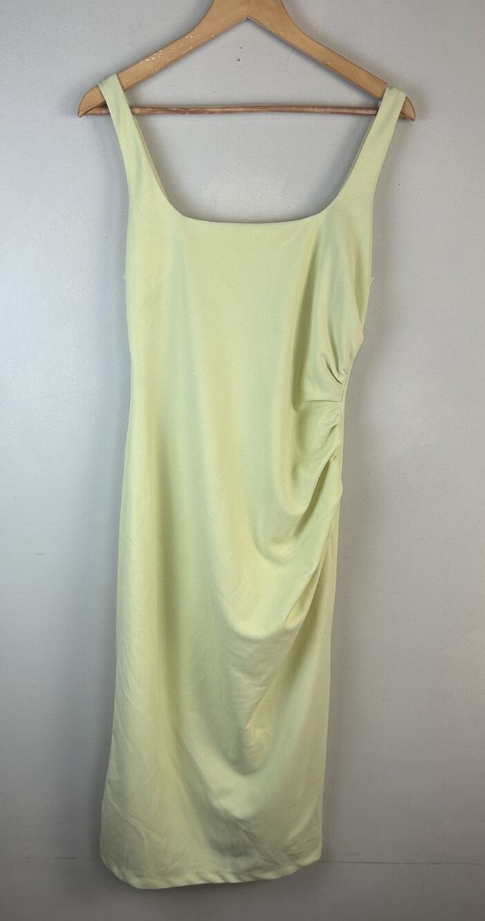 BHLDN Anthro Sz M Andie Square Neck Stretch Crepe Midi Dress Light Green